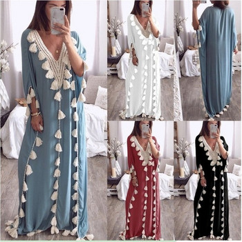 Rochie casual de dama cu maneci 3/4 si motive agatate in mai multe culori