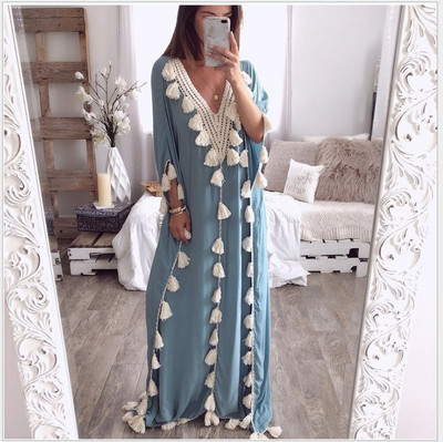 Rochie casual de dama cu maneci 3/4 si motive agatate in mai multe culori