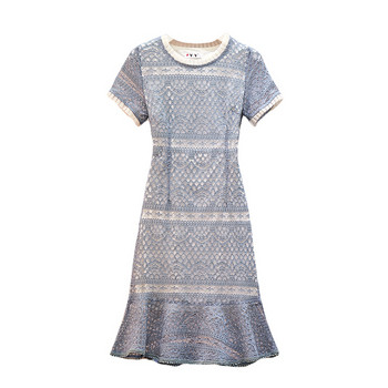 Rochie eleganta de dama cu dantela si marimi pana la 4XL in albastru