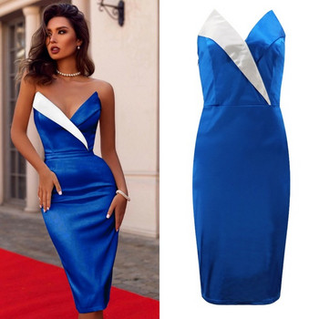 Rochie de dama eleganta cu umerii goi si decolteu in V in mai multe culori