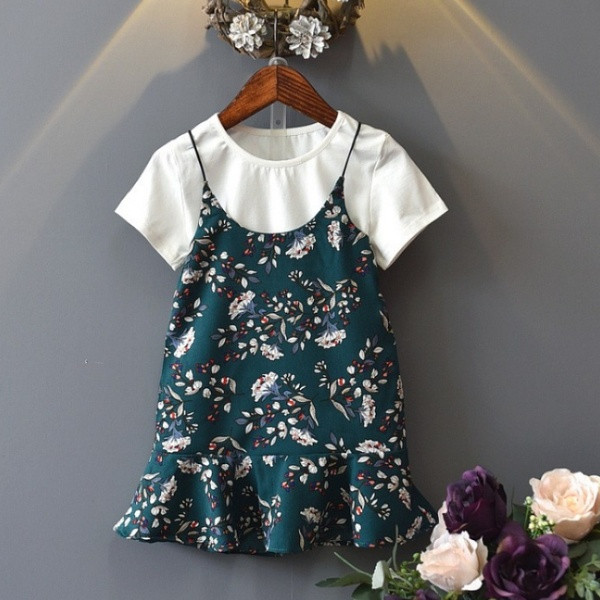 Set rochie + tricou copii model nou pentru fete in doua culori