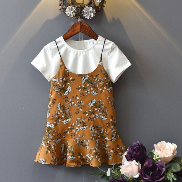 Set rochie + tricou copii model nou pentru fete in doua culori