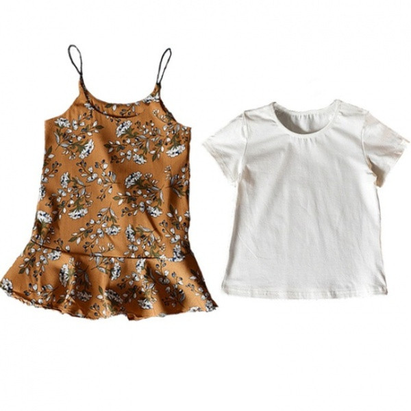 Set rochie + tricou copii model nou pentru fete in doua culori