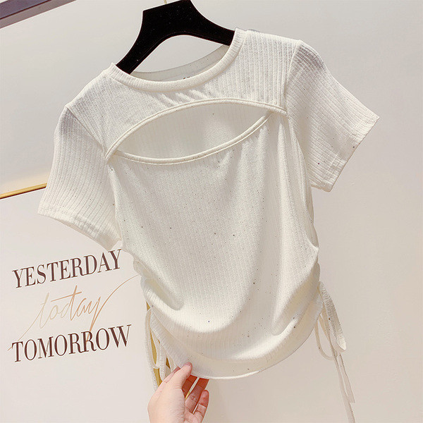 Bluza de dama cu maneci scurte si cravate in trei culori