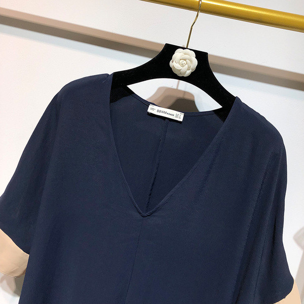 Rochie cu decolteu in V si maneci 3/4 cu cravate