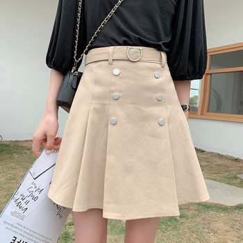 Fusta de dama moderna cu talie inalta cu nasturi in trei culori