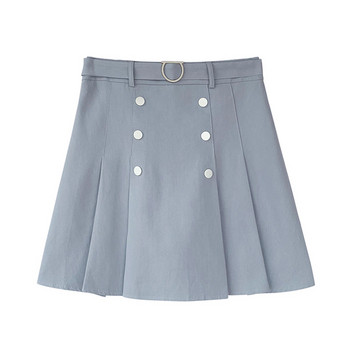 Fusta de dama moderna cu talie inalta cu nasturi in trei culori