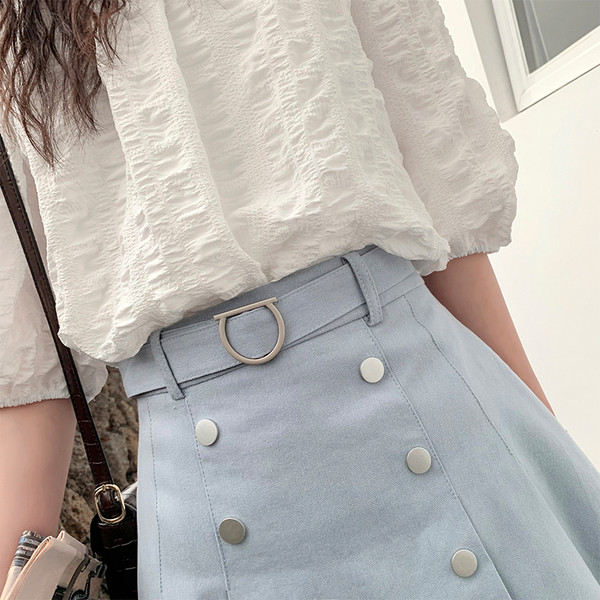 Fusta de dama moderna cu talie inalta cu nasturi in trei culori