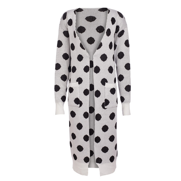 Vesta de zi cu zi lungă de damă cu puncte în trei culori