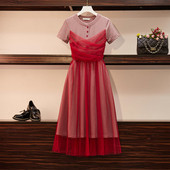 Rochie moderna de dama cu marimi pana la 5XL in albastru si rosu