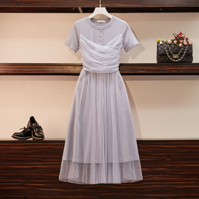 Rochie moderna de dama cu marimi pana la 5XL in albastru si rosu