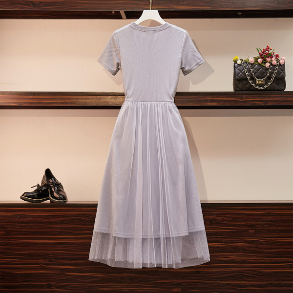 Rochie moderna de dama cu marimi pana la 5XL in albastru si rosu