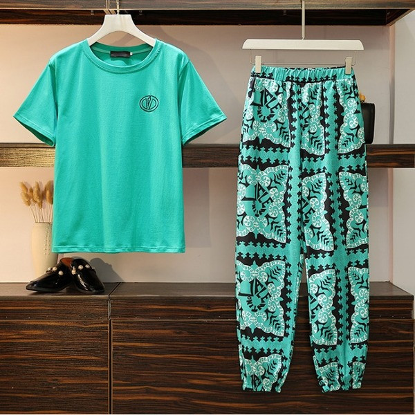 Κομψό και μοντέρνο γυναικείο σετ εώς  4XL σε κίτρινο και πράσινο χρώμα