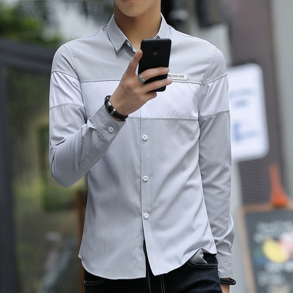 Cămașă bărbătească actuală în trei culori cu emblemă