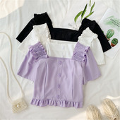 Bluza scurta de dama eleganta cu nasturi in mai multe culori