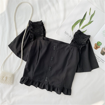 Bluza scurta de dama eleganta cu nasturi in mai multe culori