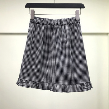 Fusta dama in carouri casual in doua culori cu nasturi