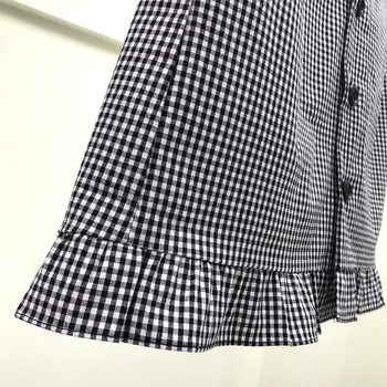 Fusta dama in carouri casual in doua culori cu nasturi