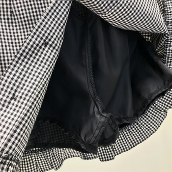 Fusta dama in carouri casual in doua culori cu nasturi