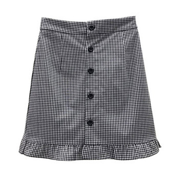 Fusta dama in carouri casual in doua culori cu nasturi