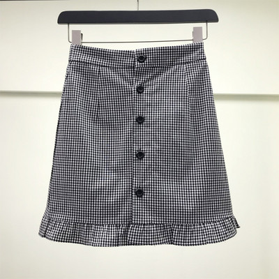 Fusta dama in carouri casual in doua culori cu nasturi