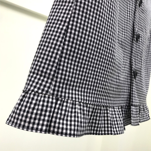 Fusta dama in carouri casual in doua culori cu nasturi