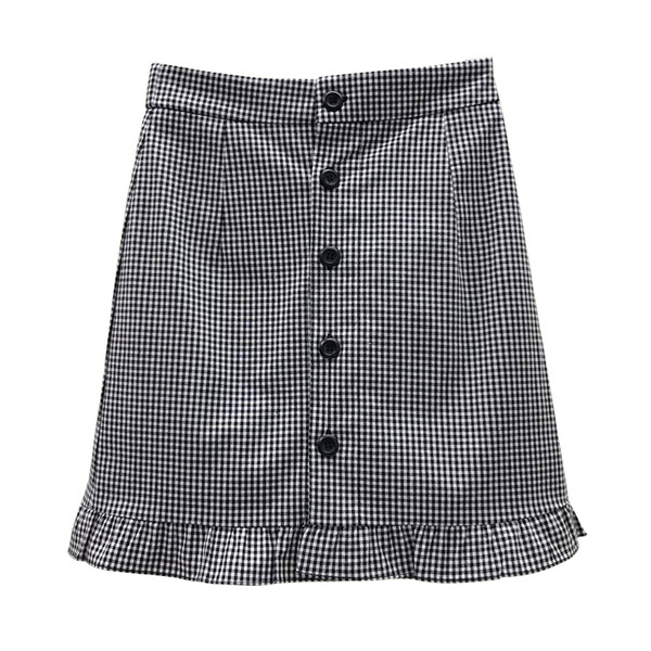 Fusta dama in carouri casual in doua culori cu nasturi