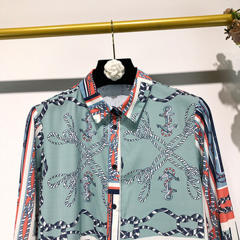 Rochie larga de dama cu maneci lungi cu model colorat