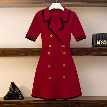 Rochie elegantă de damă cu nasturi și mărimi până la 4XL în negru, alb și roșu