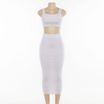 Κομψό και μοντέρνο γυναικείο σετ  φούστα και αμάνικο σε διάφορα χρώματα