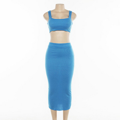 Κομψό και μοντέρνο γυναικείο σετ  φούστα και αμάνικο σε διάφορα χρώματα