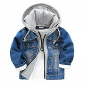 Új modell gyerek farmer dzseki kapucnival kék színben fiúknak