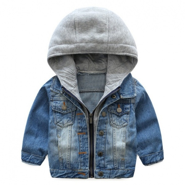Új modell gyerek farmer dzseki kapucnival kék színben fiúknak