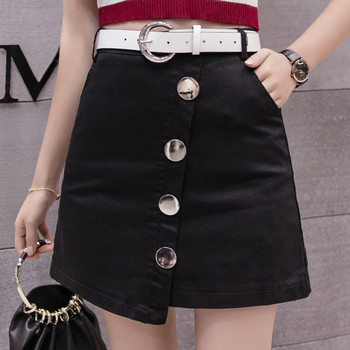 Fusta de dama actuala cu nasturi in mai multe culori cu talie inalta