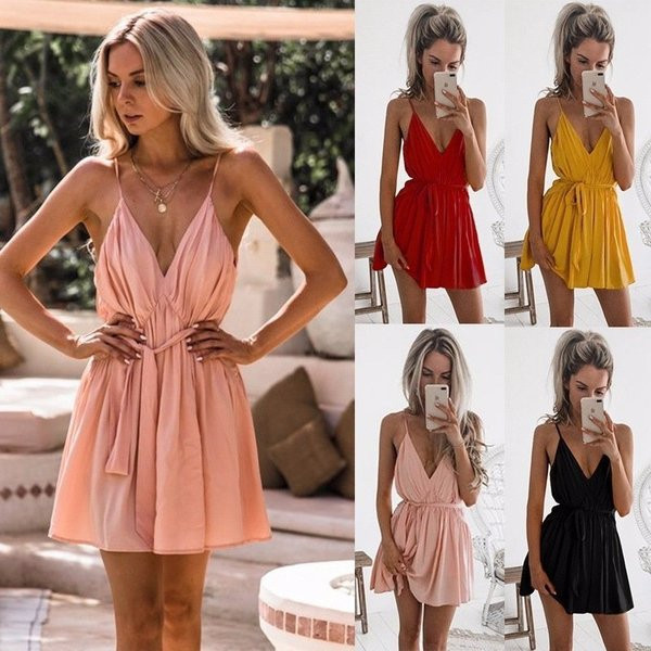 Rochie de dama eleganta cu decolteu in V si bretele subtiri in mai multe culori