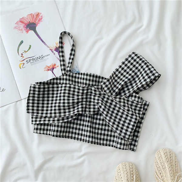 Top dama in carouri in doua culori