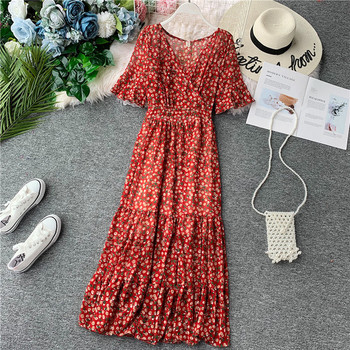 Rochie moderna de dama cu decolteu in V in doua culori