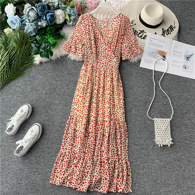 Rochie moderna de dama cu decolteu in V in doua culori