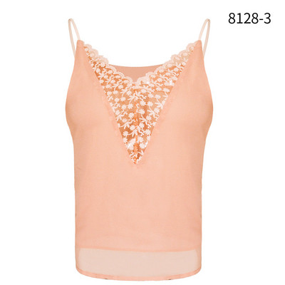 Maieu casual de damă cu bretele subțiri și decolteu în V în trei culori