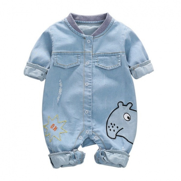 Salopeta moderna pentru bebelusi pentru baieti cu broderie