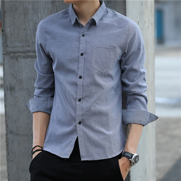 Cămașă de ultimă oră pentru bărbați cu buzunar în patru culori