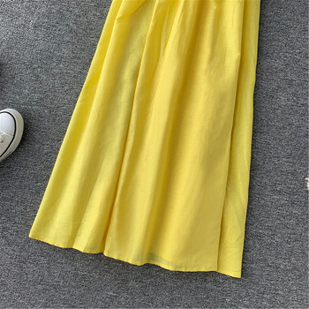 Rochie moderna de dama cu bretele galbene