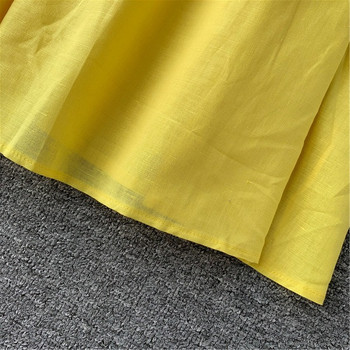 Rochie moderna de dama cu bretele galbene