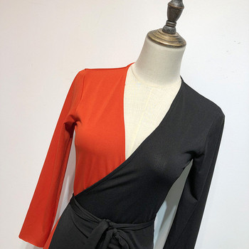 Rochie de dama lunga cu cravate in talie - model montat