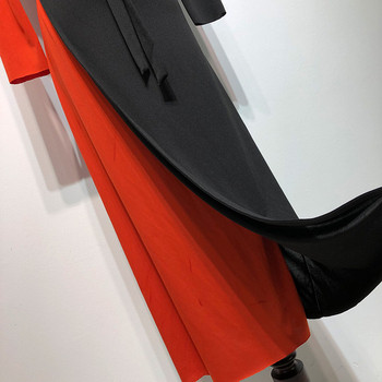 Rochie de dama lunga cu cravate in talie - model montat