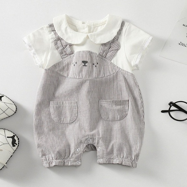 Salopeta moderna pentru copii in dungi pentru baieti in doua culori