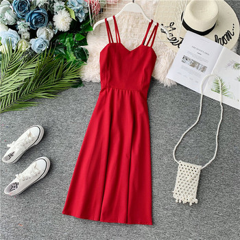 Rochie moderna de dama cu bretele subtiri in diferite culori