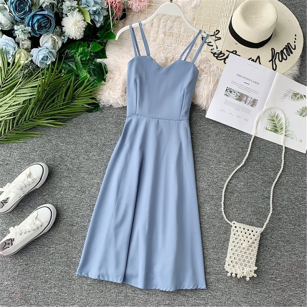 Rochie moderna de dama cu bretele subtiri in diferite culori