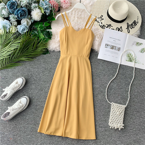 Rochie moderna de dama cu bretele subtiri in diferite culori