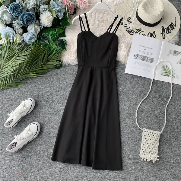 Rochie moderna de dama cu bretele subtiri in diferite culori